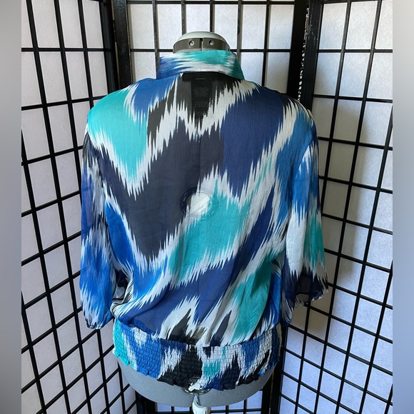 Alfani Sheer Neck Tie Blouse - Picture 4 of 11